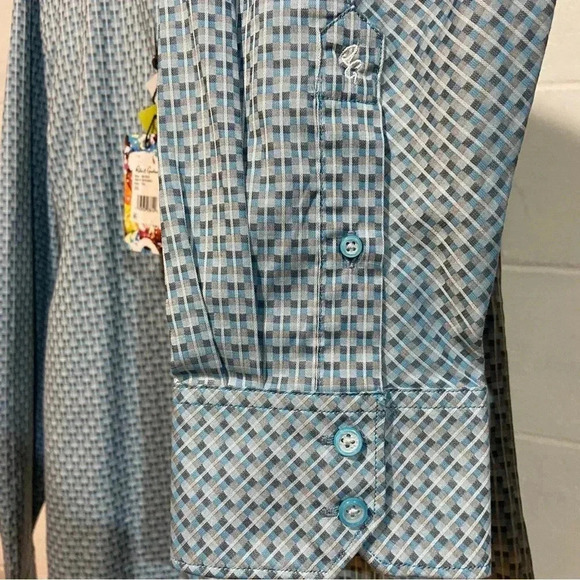 Robert Graham Men's Button up Dress Shirt 2XL Teal Classic Business Cocktail NWT - Picture 9 of 12